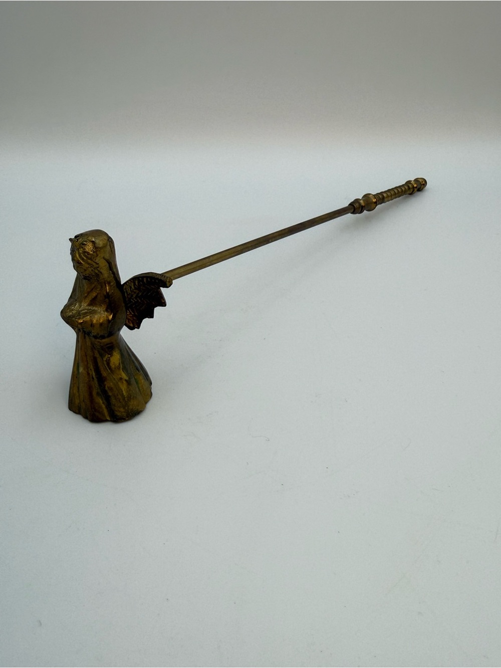 Vintage Solid Brass Angel Candle Snuffer Ornate Handle